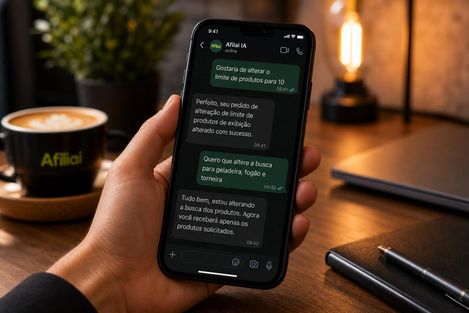 Workspace mobile com Afiliai